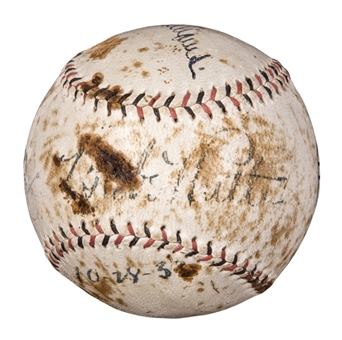 Babe Ruth and Joe DiMaggio (Partial) Dual Signed Baseball (JSA)